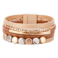 PU leder koord armbanden, met Messing, multilayer & folk stijl & voor vrouw, meer kleuren voor de keuze, 25mm, Lengte Ca 7.8 inch, Verkocht door PC