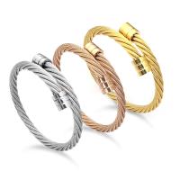 Titanium Steel Σφαλιάρα Bangle, γυαλισμένο, κοσμήματα μόδας & για άνδρες και γυναίκες, περισσότερα χρώματα για την επιλογή, 64mm, Sold Με PC