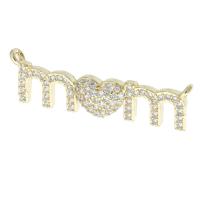 Messing connector met micro-paved kubieke zirconia's, De Brief van het alfabet, gold plated, mode sieraden & DIY & micro pave zirconia & voor vrouw, gouden, 29x7x3mm, Gat:Ca 1mm, 10pC's/Lot, Verkocht door Lot