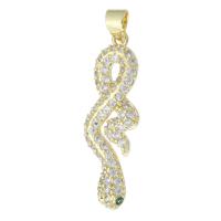 Messing hanger met micro-paved kubieke zirconia's, Slang, gold plated, mode sieraden & DIY & micro pave zirconia & voor vrouw, gouden, 10x32x3mm, Gat:Ca 3mm, 10pC's/Lot, Verkocht door Lot