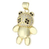 Cubic Zirconia Micro Pave Brass Pendant Bear gold color plated fashion jewelry & DIY & micro pave cubic zirconia & for woman golden Approx 3mm Sold By Lot