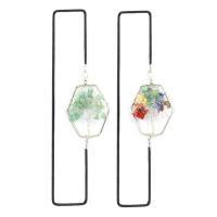 Natural Stone Bookmark with Elastic Thread & Brass & Zinc Alloy Hexagon silver color plated tree of life design & hollow nickel lead & cadmium free 45mm Length Approx 31 cm Sold By PC