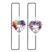 Natural Stone Bookmark with Elastic Thread & Brass & Zinc Alloy Heart silver color plated tree of life design & hollow nickel lead & cadmium free 45mm Length Approx 31 cm Sold By PC