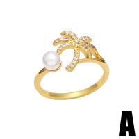 Kubieke Circonia Micro Pave Brass Ring, Messing, met Plastic Pearl, gold plated, verschillende stijlen voor de keuze & micro pave zirconia & voor vrouw, gouden, nikkel, lood en cadmium vrij, 12mm, Verkocht door PC