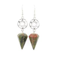 Gemstone Oorbellen, Zinc Alloy, met Edelsteen, Conische, verschillende materialen voor de keuze & uniseks, nikkel, lood en cadmium vrij, 15x15x50mm, Verkocht door pair