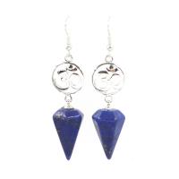 Gemstone Oorbellen, Zinc Alloy, Conische, verschillende materialen voor de keuze & voor vrouw, nikkel, lood en cadmium vrij, 15x15x50mm, Verkocht door pair