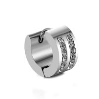 Huggie Orecchino ad anello, 316L acciaio inox, lucidato a mano, gioielli di moda & unisex & con strass, colore originale, 5x7mm, Venduto da PC