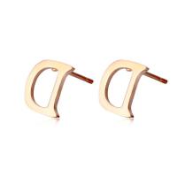 Brincos de garanhão de aço inoxidável, Aço inoxidável 316L, Letra D, joias de moda & unissex, rosa dourado, 11mm,7mm, vendido por par