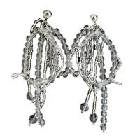 Kristallen oorbellen, Kristal, met Zinc Alloy, silver plated, mode sieraden & voor vrouw, Crystal Clear, 105mm, Verkocht door pair