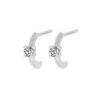 Cubic Zirconia Micro Pave Sterling Silver Earring 925 Sterling Silver plated micro pave cubic zirconia & for woman Sold By PC