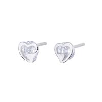 Cubic Zirconia micro pavimenta Sterling Silver Earring, 925 sterline d'argento, Cuore, placcato, Micro spianare cubic zirconia & per la donna, nessuno, 5x5mm, Venduto da PC