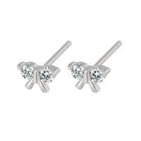 Cubic Zirconia micro pavimenta Sterling Silver Earring, 925 sterline d'argento, Farfalla, placcato, Micro spianare cubic zirconia & per la donna, nessuno, 6x4mm, Venduto da PC