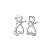 Cubic Zirconia micro pavimenta Sterling Silver Earring, 925 sterline d'argento, placcato, Micro spianare cubic zirconia & per la donna & cavo, nessuno, 12x6mm, Venduto da PC