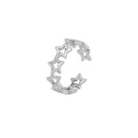 Sterling Silver Nakit Finger Ring, 925 Sterling Silver, Zvijezda, pozlaćen, Podesiva & za žene & šupalj, više boja za izbor, Prodano By PC