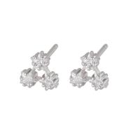 Cubic Zirconia micro pavimenta Sterling Silver Earring, 925 sterline d'argento, placcato, Micro spianare cubic zirconia & per la donna, nessuno, 6.50x6.50mm, Venduto da PC