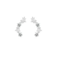 Cubic Zirconia Micro Pave Sterling Silver Örhänge, 925 sterling silver, platinerade, micro bana cubic zirconia & för kvinna, vit, 12x5mm, Säljs av PC