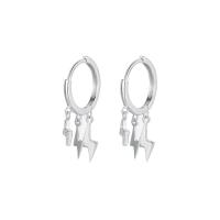 Huggie hoepel Drop Earrings, 925 sterling zilver, Lightning Symbol, plated, micro pave zirconia & voor vrouw, meer kleuren voor de keuze, 24x13mm, Verkocht door pair