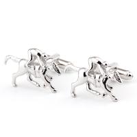 Manchetknopen, Messing, Paard, platinum plated, voor de mens, nikkel, lood en cadmium vrij, 21x12mm, Verkocht door pair