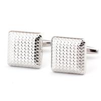 Manchetknopen, Messing, Plein, platinum plated, voor de mens, nikkel, lood en cadmium vrij, 16x16mm, Verkocht door pair