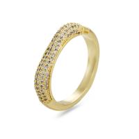 Kubieke Circonia Micro Pave Brass Ring, Messing, 14K vergulde, verstelbaar & micro pave zirconia & voor vrouw, meer kleuren voor de keuze, nikkel, lood en cadmium vrij, Maat:6-8, Verkocht door PC