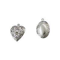 Sinc Alloy Locket Pendants, 304 Cruach dhosmálta, snasta meaisín & stíleanna éagsúla do rogha, dath bunaidh, Díolta De réir PC