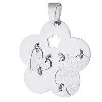 Pendentif fleur en acier inoxydable, Acier inoxydable 316, poli, bijoux de mode & DIY & unisexe, couleur originale, 48x46.50x5mm, Trou:Environ 7mm, 10PC/lot, Vendu par lot