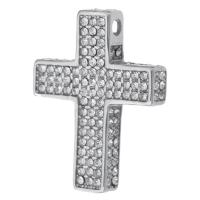 Pendants Cruach Cross dhosmálta, 316 Cruach dhosmálta, snasta, jewelry faisin & DIY & unisex & le rhinestone, dath bunaidh, 19x24x5mm, Poll:Thart 2mm, 10ríomhairí pearsanta/Lot, Díolta De réir Lot