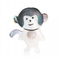 Shell Broche, Monkey, for kvinde, flerfarvede, 32x47mm, Solgt af PC