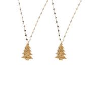 Acier inoxydable 304 collier, arbre de noël, Bijoux de Noël & pour femme, doré, Longueur 15.75 pouce, Vendu par PC