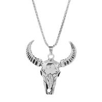 Chaîne en acier inoxydable Collier Sweater, avec Pendentif en alliage de zinc, bijoux de mode & unisexe, argent, protéger l'environnement, sans nickel, plomb et cadmium, 45mm, Longueur Environ 23.62 pouce, Vendu par PC