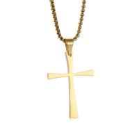 Titanium Steel Necklace Cross Vacuum Ion Plating fashion jewelry & Unisex Length Approx 45 cm Sold By PC