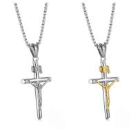 Titanium Steel Necklace Cross Vacuum Ion Plating fashion jewelry & punk style & Unisex Length Approx 45 cm Sold By PC