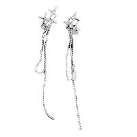 Fashion Fringe Earrings Zinc Alloy Cross silver color plated fashion jewelry & for woman silver color nickel lead & cadmium free 120mm Sold By Pair