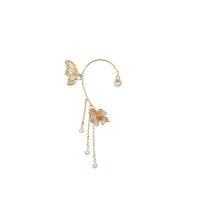 Trendy ear cuffs, Zinc Alloy, Vlinder, hoge kwaliteit gold plated, mode sieraden & voor vrouw & met strass, gouden, nikkel, lood en cadmium vrij, 45x105mm, Verkocht door PC