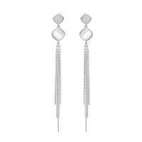 Fashion Fringe Boucles d'oreilles, Argent sterling 925, avec Oeil de chat, Placage, pavé de micro zircon & pour femme, plus de couleurs à choisir, 89mm, Vendu par paire