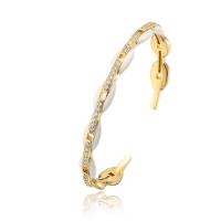 metal Brazalete, 18K chapado en oro, micro arcilla de zirconia cúbica & para mujer & esmalte, más colores para la opción, 58mm, Vendido por UD