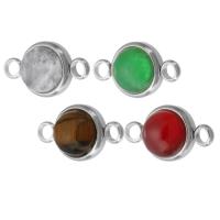 Edelstein-Connector, 304 Edelstahl, mit Edelstein, DIY & verschiedenen Materialien für die Wahl, originale Farbe, 18x10x7mm, Bohrung:ca. 2.5mm, verkauft von PC