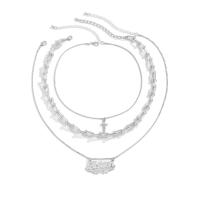 Collana Multi strato, lega in zinco, with 2.7inch extender chain, placcato color platino, tre pezzi & gioielli di moda & per la donna & con strass, assenza di nichel,piombo&cadmio, Venduto da set