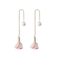 Pendientes de Aleación de Zinc, con Perlas de plástico ABS, chapado en color dorado, Joyería & para mujer, más colores para la opción, 103mm, Vendido por Par