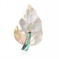 Shell Broche, Schelp, met Zinc Alloy, Blad, silver plated, voor vrouw, gemengde kleuren, 31x49mm, Verkocht door PC