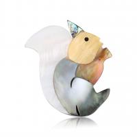 Shell Broche, Squirrel, Unisex, blandede farver, 36x41mm, Solgt af PC