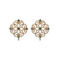 Composant pendente en laiton pour boucle d'oreille, Plaqué d'or, DIY & pavé de micro zircon, protéger l'environnement, sans nickel, plomb et cadmium, 12x10mm, Environ 20PC/sac, Vendu par sac