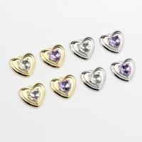 Pendentifs coeur en alliage de zinc, avec zircon cubique, Placage, unisexe & facettes, plus de couleurs à choisir, protéger l'environnement, sans nickel, plomb et cadmium, 22x20mm, Environ 20PC/sac, Vendu par sac