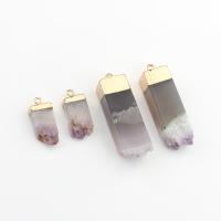 Természetes Quartz Medálok, Ametiszt, -val Sárgaréz, arany színű aranyozott, egynemű & különböző méretű a választás, több színt a választás, Által értékesített PC