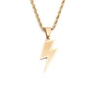 Titanium halskettingen, Titanium Staal, met 304 roestvrij staal, Lightning Symbol, gold plated, uniseks, gouden, Lengte 23.62 inch, Verkocht door PC