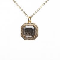 Kubieke Zirkoon Micro Pave Brass Ketting, Messing, met Kristal, met 2 extender keten, Square, gold plated, uniseks & micro pave zirconia, meer kleuren voor de keuze, nikkel, lood en cadmium vrij, 17x22mm, Lengte 17.7 inch, Verkocht door PC