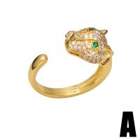 Cubi Circonia Micro Pave anello in ottone, Leopardo, color oro di alta qualità placcati, unisex & stili diversi per la scelta & Micro spianare cubic zirconia, dorato, assenza di nichel,piombo&cadmio, 10mm, Venduto da PC