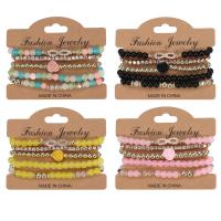 Wrap armband, Zinc Alloy, met Glazen kralen & Lampwork & Acryl, Verstelbare & multilayer & voor vrouw & met strass, meer kleuren voor de keuze, nikkel, lood en cadmium vrij, Lengte Ca 6.69 inch, Verkocht door PC