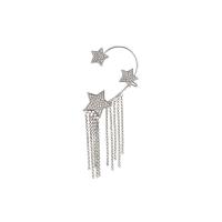 Trendy ear cuffs, Zinc Alloy, Ster, hoge kwaliteit zilver plated, mode sieraden & voor vrouw & met strass, zilver, nikkel, lood en cadmium vrij, 42x97mm, Verkocht door PC