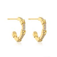 Cubic Zirconia Micro Pave Brass Earring 18K gold plated & micro pave cubic zirconia & for woman gold Sold By Pair